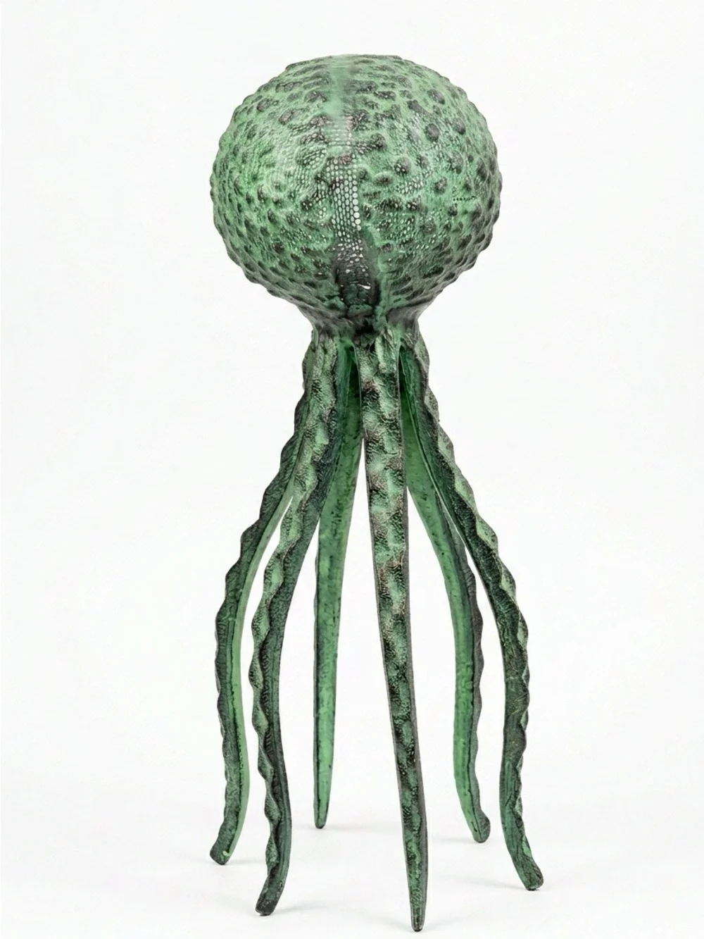 Octopus Sculpture 14” Green Patina Coastal Nautical Resin Decor